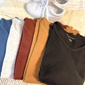Oversized relaxed long sleeve waffle shirt